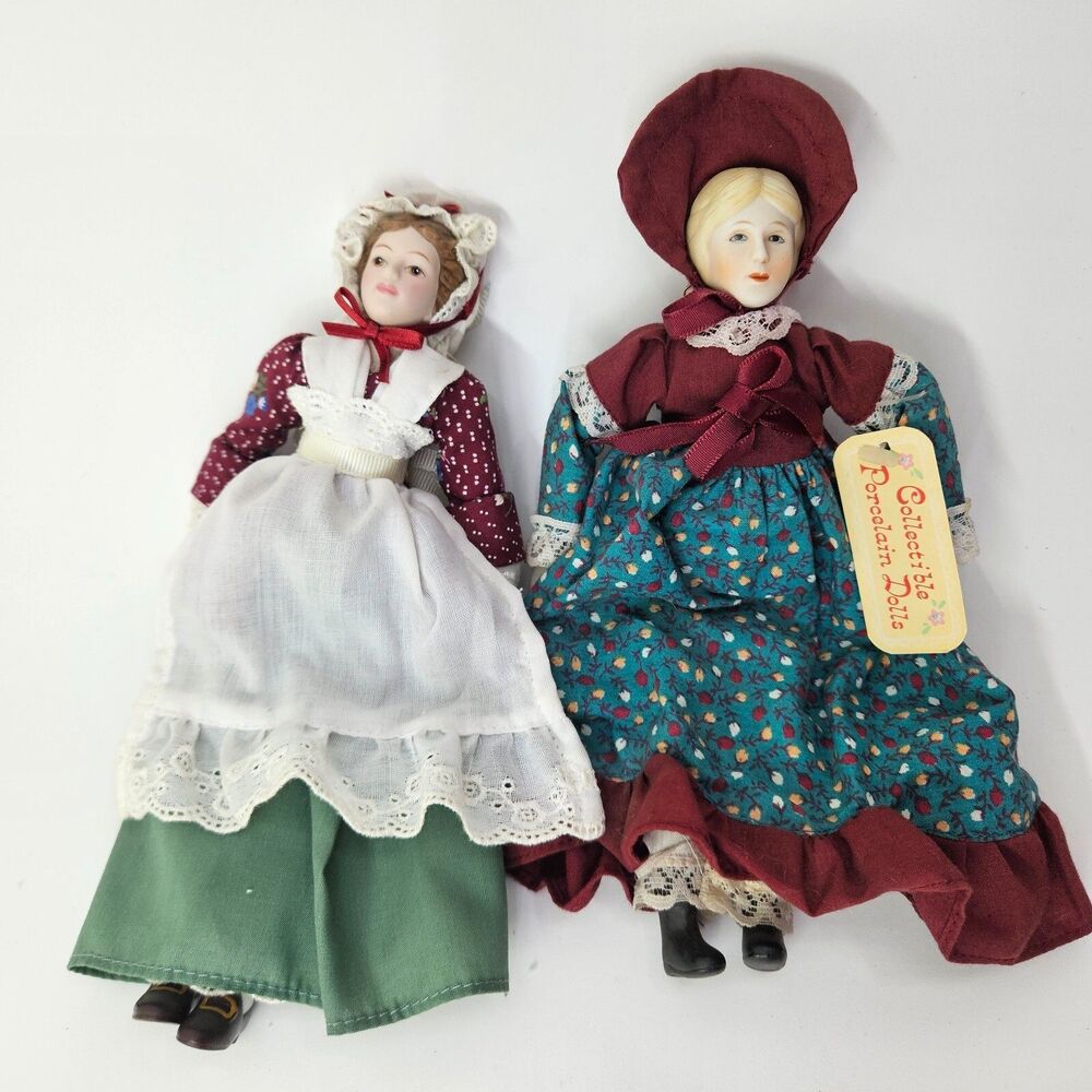Lot of 2 Vintage Porcelain Dolls – 1980s Avon & Russ Berrie – Collectible